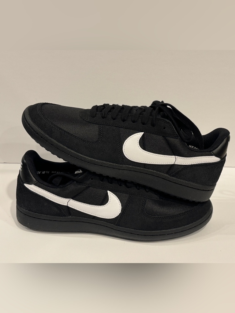 Nike Men's Field General Ref Black Sneakers with White Swoosh